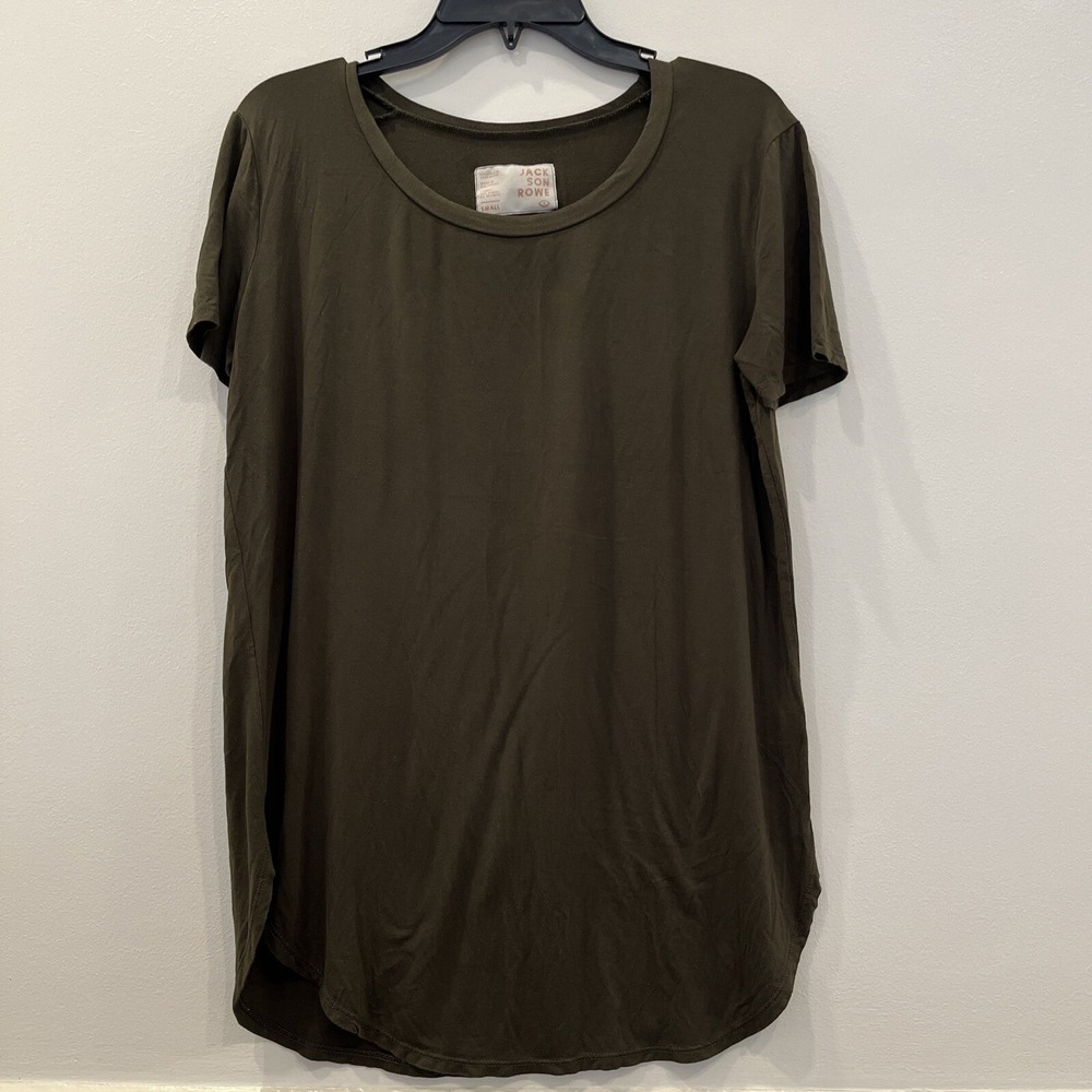 Jackson Rowe Women's S Dark Green Crew‎ Neck Short Sleeve T-Shirt Modal Spandex
